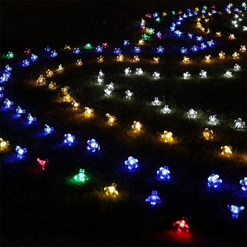 Forme de fleur de pêcher 50 LED Jardin extérieur Imperméable à l'eau Noël Fête du printemps Décoration Chaîne de lampe solaire (couleur) SH16CS136-07