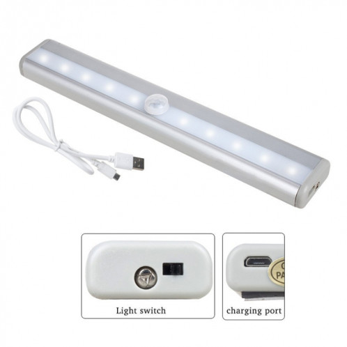 Veilleuse LED à détecteur de mouvement USB0406, 100LM, rechargeable, 3000-3500K, 3 modes de commutation SH50WW479-012