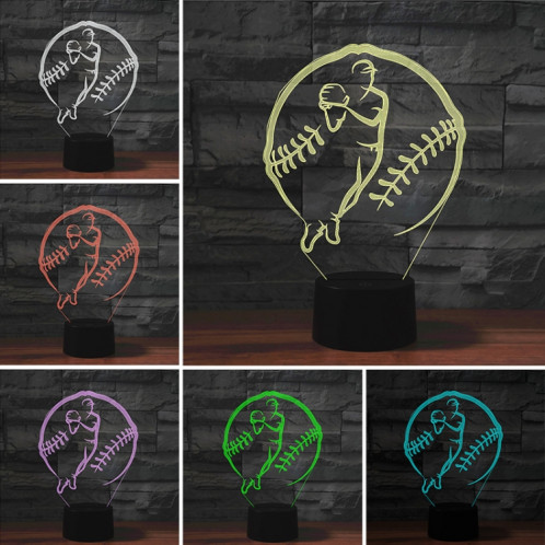 Lampe de table lumineuse colorée de vision LED de la forme 3D de sport de baseball, version à télécommande de fissure SH06721422-06