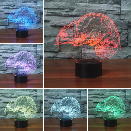 Lampe de table lumineuse colorée de vision LED de la forme 3D de caméléon, version à télécommande de 16 couleurs SH06791912-06