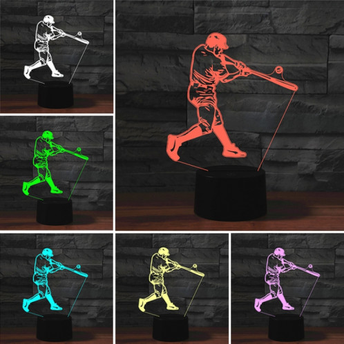 Jouer la lampe de table lumineuse colorée de vision LED de la forme 3D de base-ball, version tactile d'USB SH0694317-06