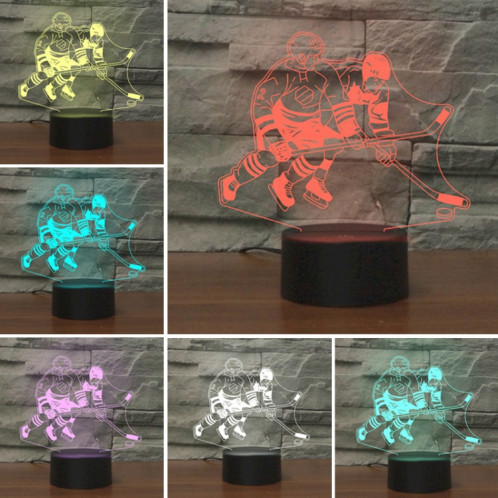 Jouant la lampe de table lumineuse colorée de vision de LED de la forme 3D de hockey sur glace, version à télécommande de fissure SH070541-06