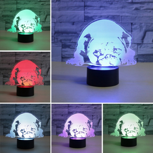 Lampe de table lumineuse colorée de vision LED de la forme 3D de chien prostré, version tactile de fissure SH072285-06