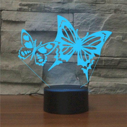 Deux papillons forment la lampe de table lumineuse de vision LED colorée 3D, USB et version de batterie SH07441854-06