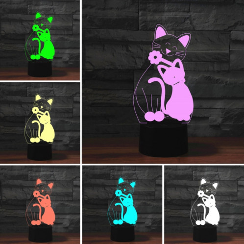 Lampe de table lumineuse colorée de vision LED de la forme 3D de chat, version tactile d'USB SH07491325-06