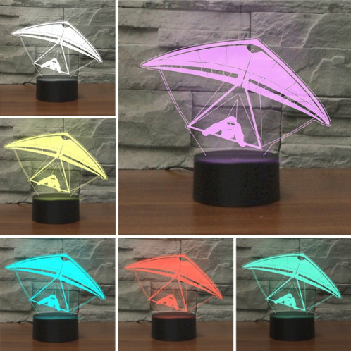 Lampe de table lumineuse colorée de vision LED de la forme 3D de deltaplane, version à télécommande de fissure SH07651175-06