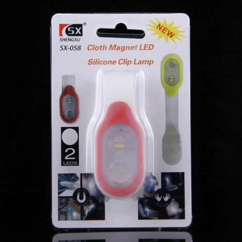 CR2032 Bouton Batteries Alimenté LED Magnetic Clothes Silicone Clip Lampe (Rouge) SC800R0-012