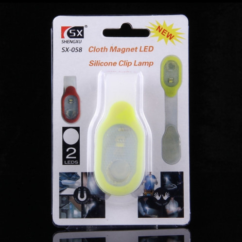 CR2032 Bouton Batteries Alimenté LED Magnetic Clothes Silicone Clip Lampe (Jaune) SC800Y9-012