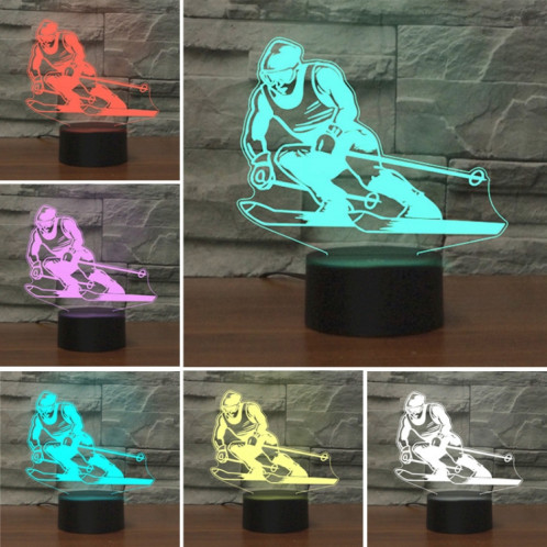 Lampe de table lumineuse colorée de vision LED de la forme 3D de ski, version à télécommande de fissure SH08121468-06