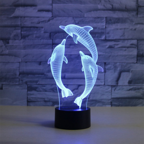Trois dauphins forment la lampe de table lumineuse colorée de vision de LED 3D, version tactile de fissure SH08291309-06