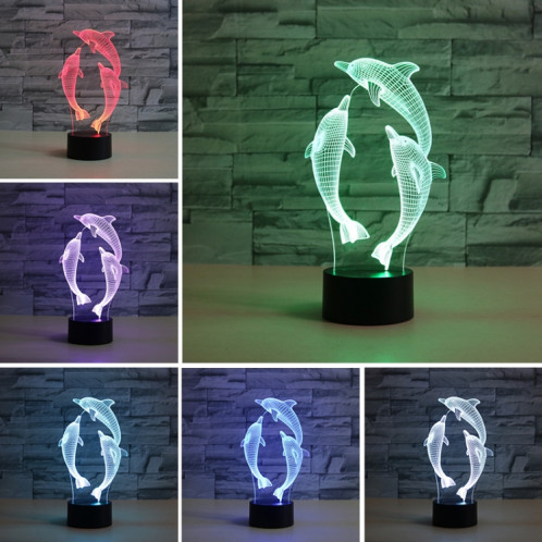 Trois dauphins forment la lampe de table lumineuse colorée de vision de LED 3D, version tactile de fissure SH08291309-06