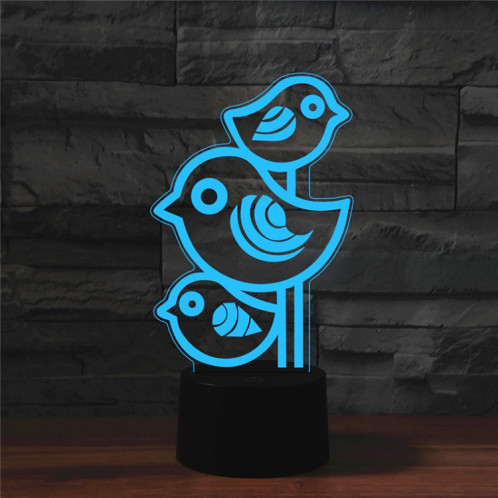 Trois oiseaux forment la lampe de table lumineuse de vision LED colorée 3D, USB et version de batterie SH08331508-06
