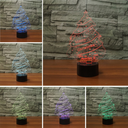Lampe de table lumineuse colorée de vision de la forme 3D d'arbre de Noël LED, version à télécommande de fissure SH08481496-06