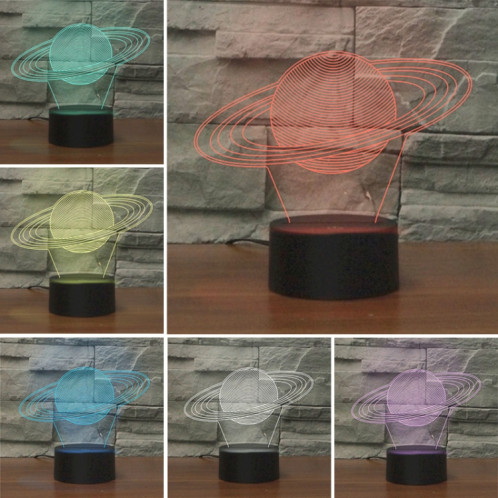 Lampe de table lumineuse colorée de vision LED de la forme 3D de Saturne, version tactile d'USB SH08561678-06