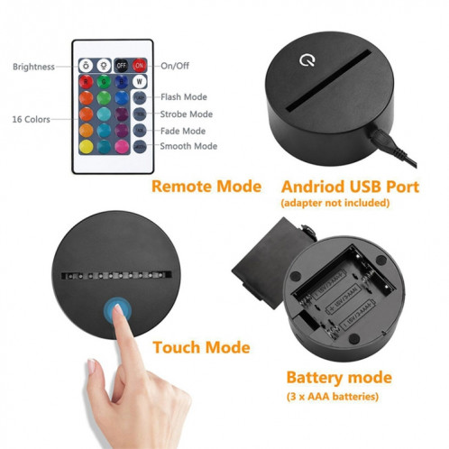 Lampe de table lumineuse de vision LED colorée de la forme 3D de Saturne, version d'USB et de batterie SH0857901-06