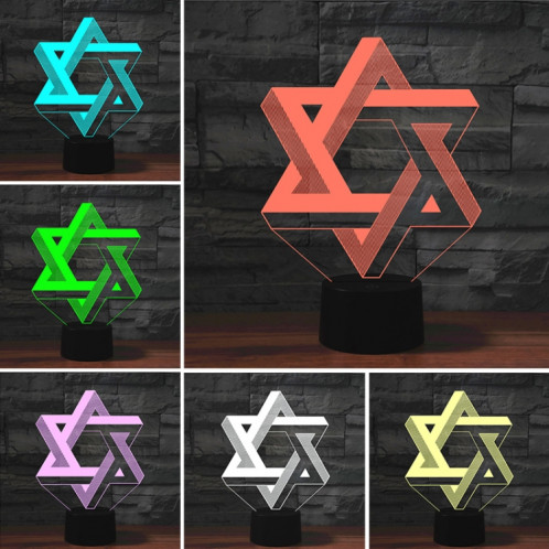 Lampe de table lumineuse de vision LED colorée de forme 3D de pentagramme, version d'USB et de batterie SH08951839-06