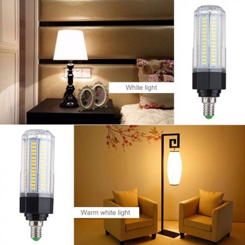 E14 126 LEDs Lumière de maïs à LED blanc chaud 15W, ampoule à économie d'énergie SMD 5730, AC 110-265V SH09WW1782-08