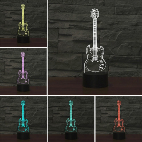 Lampe de table lumineuse colorée de vision LED de la forme 3D de guitare à cinq cordes, version tactile de fissure SH0946926-06