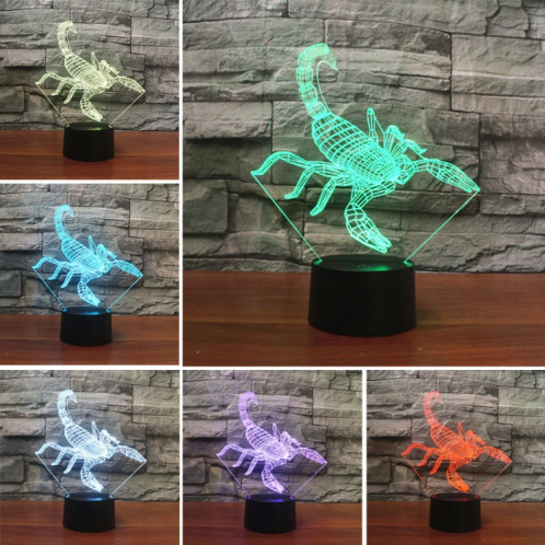 Lampe de table lumineuse colorée de vision LED de la forme 3D de scorpion, version tactile de fissure SH0958866-06