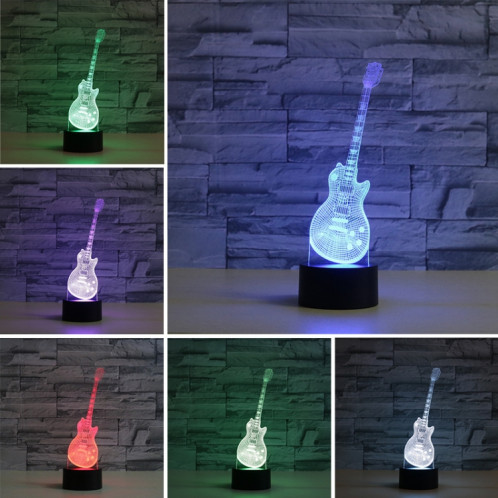 Lampe de table lumineuse colorée de la vision LED de la forme 3D de guitare, version tactile de fissure SH0964123-06