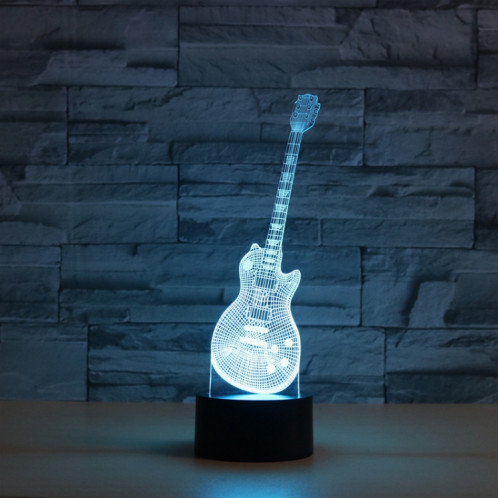 Lampe de table lumineuse colorée de vision LED de la forme 3D de guitare, version à télécommande de fissure SH0965289-06