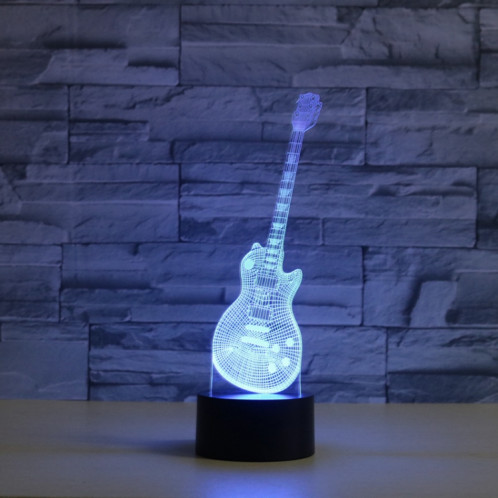 Lampe de table lumineuse colorée de vision LED de la forme 3D de guitare, version à télécommande de fissure SH0965289-06