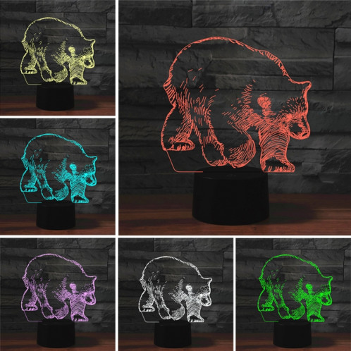 Lampe de table lumineuse colorée de vision LED de la forme 3D d'ours, version à télécommande de fissure SH09711816-06