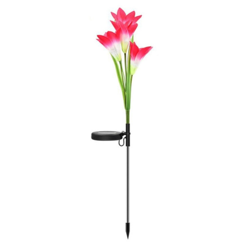 Fleur de lys simulée 4 têtes solaire extérieur IP55 étanche LED lampe de pelouse décorative, lumière blanche (rose) SH989F194-013
