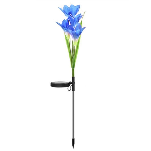 Fleur de lys simulée 4 têtes solaire extérieur IP55 étanche LED lampe de pelouse décorative, lumière blanche (bleu) SH989L1545-013
