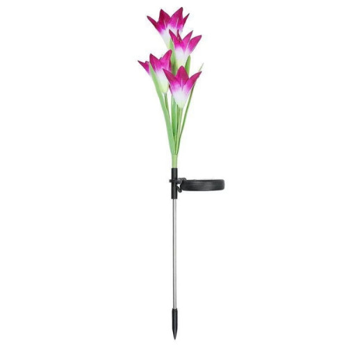 Fleur de lys simulée 4 têtes solaire extérieur IP55 étanche LED lampe de pelouse décorative, lumière blanche (violet) SH989P904-013