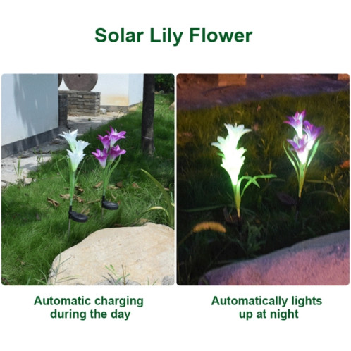 Fleur de lys simulée 4 têtes solaire extérieur IP55 étanche LED lampe de pelouse décorative, lumière blanche (violet) SH989P904-013