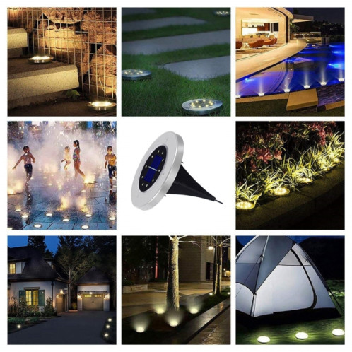 2 PCS 10 LED Lumière enterrée à énergie solaire sous la lampe au sol IP65 Réverbère de jardin extérieur étanche (lumière blanche) SH93WL1820-013