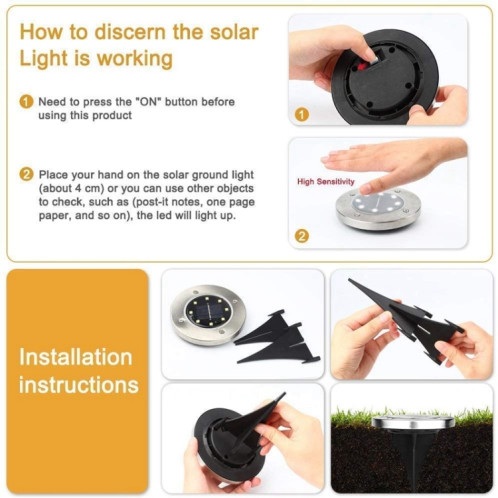 2 PCS 12 LED Lumière enterrée à énergie solaire sous la lampe au sol IP65 Réverbère de jardin extérieur étanche (lumière blanche) SH94WL1820-014