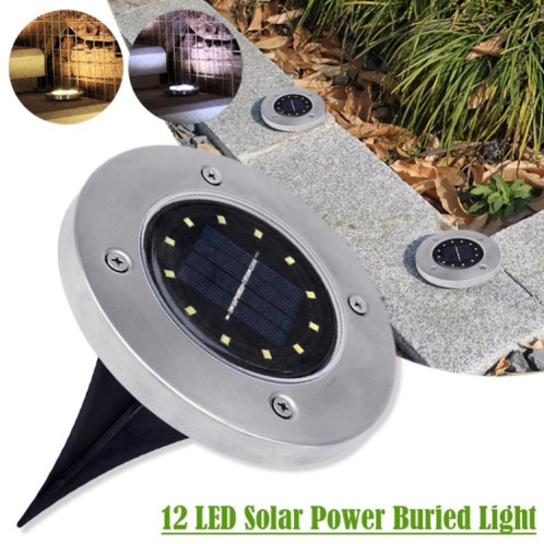 2 PCS 12 LED Lumière enterrée à énergie solaire sous la lampe au sol IP65 Réverbère de jardin extérieur étanche (lumière blanche) SH94WL1820-014
