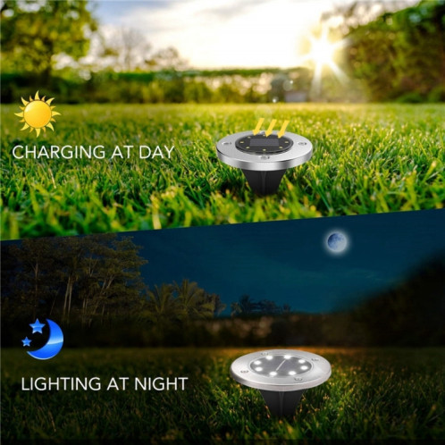 2 PCS 12 LED Lumière enterrée à énergie solaire sous la lampe au sol IP65 Réverbère de jardin extérieur étanche (lumière blanche) SH94WL1820-014