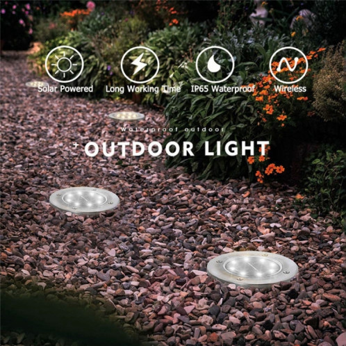 2 PCS 12 LED Lumière enterrée à énergie solaire sous la lampe au sol IP65 Réverbère de jardin extérieur étanche (lumière blanche) SH94WL1820-014