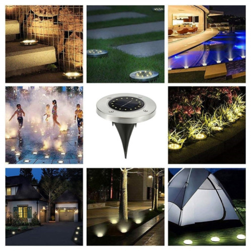 2 PCS 16 LED Lumière enterrée à énergie solaire sous la lampe au sol IP65 Réverbère de jardin extérieur étanche (blanc chaud) SH95WW811-014