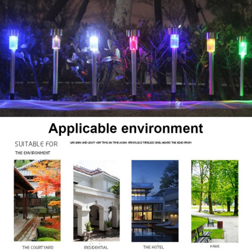 10 PCS à énergie solaire lampe de pelouse extérieure en acier inoxydable IP65 étanche LED lumière de jardin décorative (lumière colorée) SH96CL1852-013