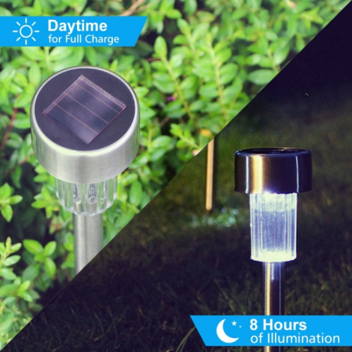 10 PCS à énergie solaire lampe de pelouse extérieure en acier inoxydable IP65 étanche LED lumière de jardin décorative (lumière colorée) SH96CL1852-013