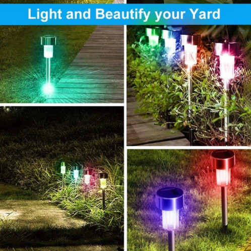 10 PCS à énergie solaire lampe de pelouse extérieure en acier inoxydable IP65 étanche LED lumière de jardin décorative (lumière colorée) SH96CL1852-013