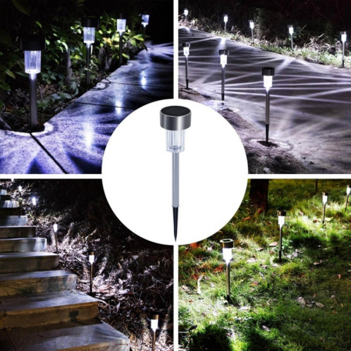 10 PCS lampe de pelouse extérieure à énergie solaire en acier inoxydable IP65 étanche LED lumière de jardin décoratif (lumière blanche) SH96WL190-013