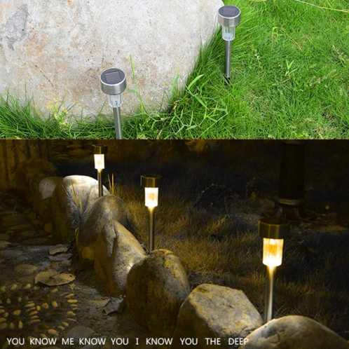 10 pièces lampe de pelouse extérieure à énergie solaire en acier inoxydable IP65 étanche LED lumière de jardin décoratif (blanc chaud) SH96WW1999-013