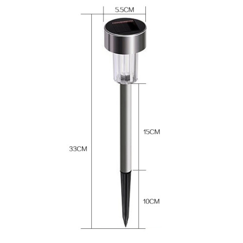 10 pièces lampe de pelouse extérieure à énergie solaire en acier inoxydable IP65 étanche LED lumière de jardin décoratif (blanc chaud) SH96WW1999-013