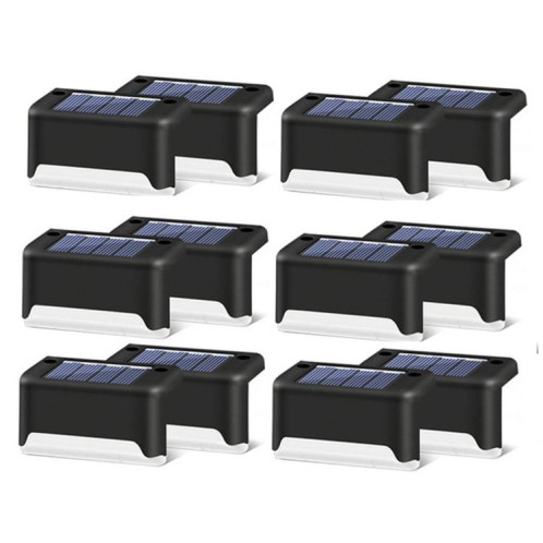 12 PCS Solaire LED Extérieure Escalier Lumière IP65 Lampe De Jardin Imperméable, Lumière Blanc Chaud (Noir) SH3BWW100-010