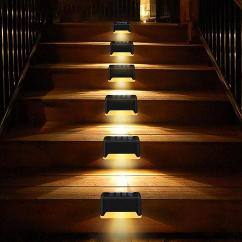 12 PCS Solaire LED Extérieure Escalier Lumière IP65 Lampe De Jardin Imperméable, Lumière Blanc Chaud (Noir) SH3BWW100-010