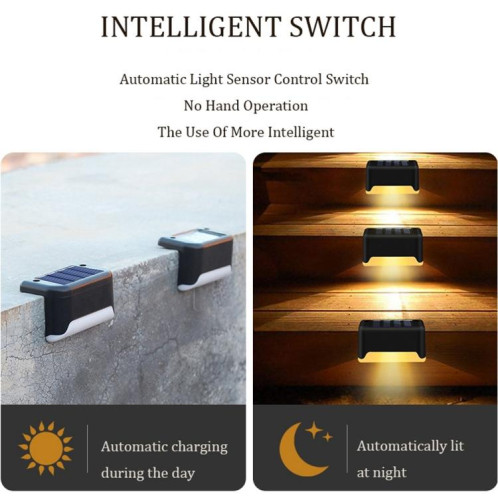 12 PCS Solaire LED Extérieure Escalier Lumière IP65 Lampe De Jardin Imperméable, Lumière Blanc Chaud (Noir) SH3BWW100-010