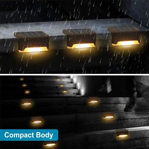 12 PCS Solaire LED Extérieure Escalier Lumière IP65 Lampe De Jardin Imperméable, Lumière Blanc Chaud (Noir) SH3BWW100-010
