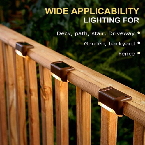 12 PCS Solaire LED Extérieure Escalier Lumière IP65 Lampe De Jardin Imperméable, Lumière Blanc Chaud (Noir) SH3BWW100-010