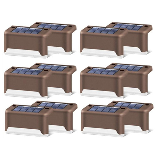 12 PCS Solaire LED Extérieure Escalier Lumière IP65 Lampe De Jardin Imperméable, Lumière Blanc Chaud (Marron) SH3ZWW674-010