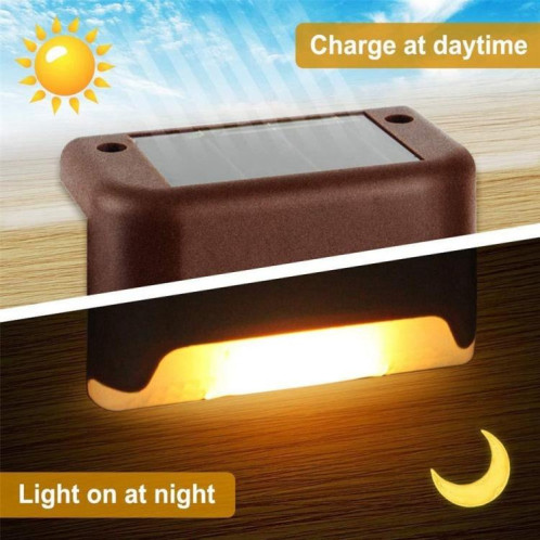 12 PCS Solaire LED Extérieure Escalier Lumière IP65 Lampe De Jardin Imperméable, Lumière Blanc Chaud (Marron) SH3ZWW674-010